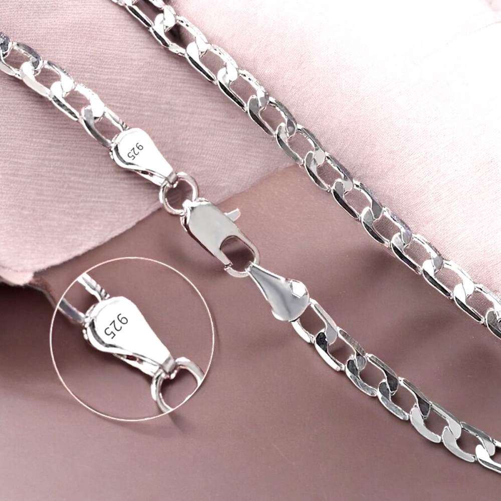 925 Silver Chain Necklace Unisex-Sophisticated Brand Ideal for wedding.